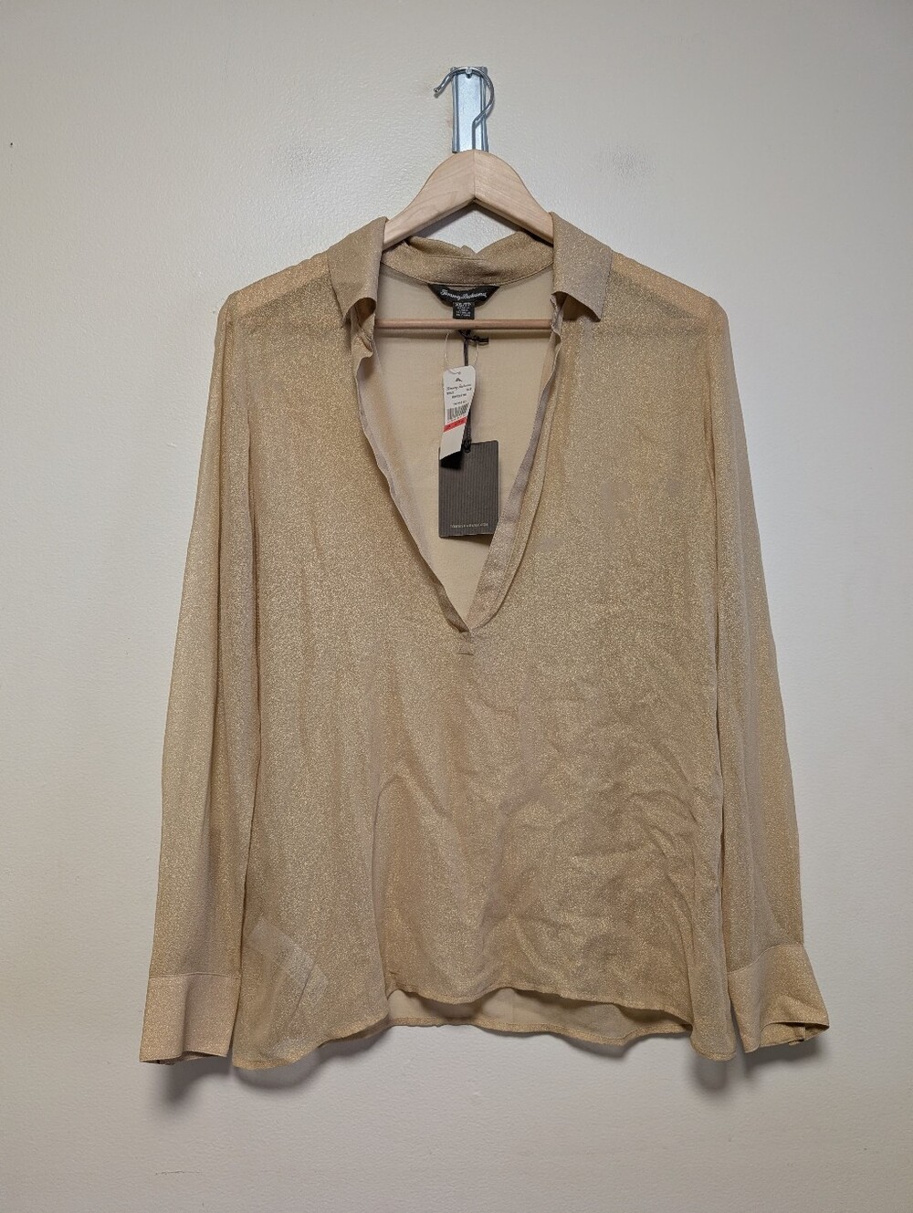 Tommy Bahama Flores Silk Tunic XS Solid Gold 100% Silk NWT